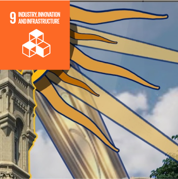 SDG 9 mural, Industry, Innovation, and Infrastructure; painted by Jon Laidacker.